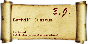 Barhó Jusztus névjegykártya